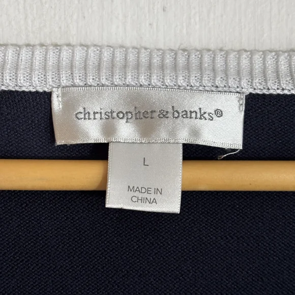 Christopher & Banks Navy and White Knit Top - Picture 3 of 6